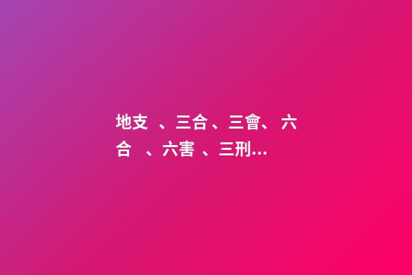 地支、三合、三會、 六合、六害、三刑各代表的意義!